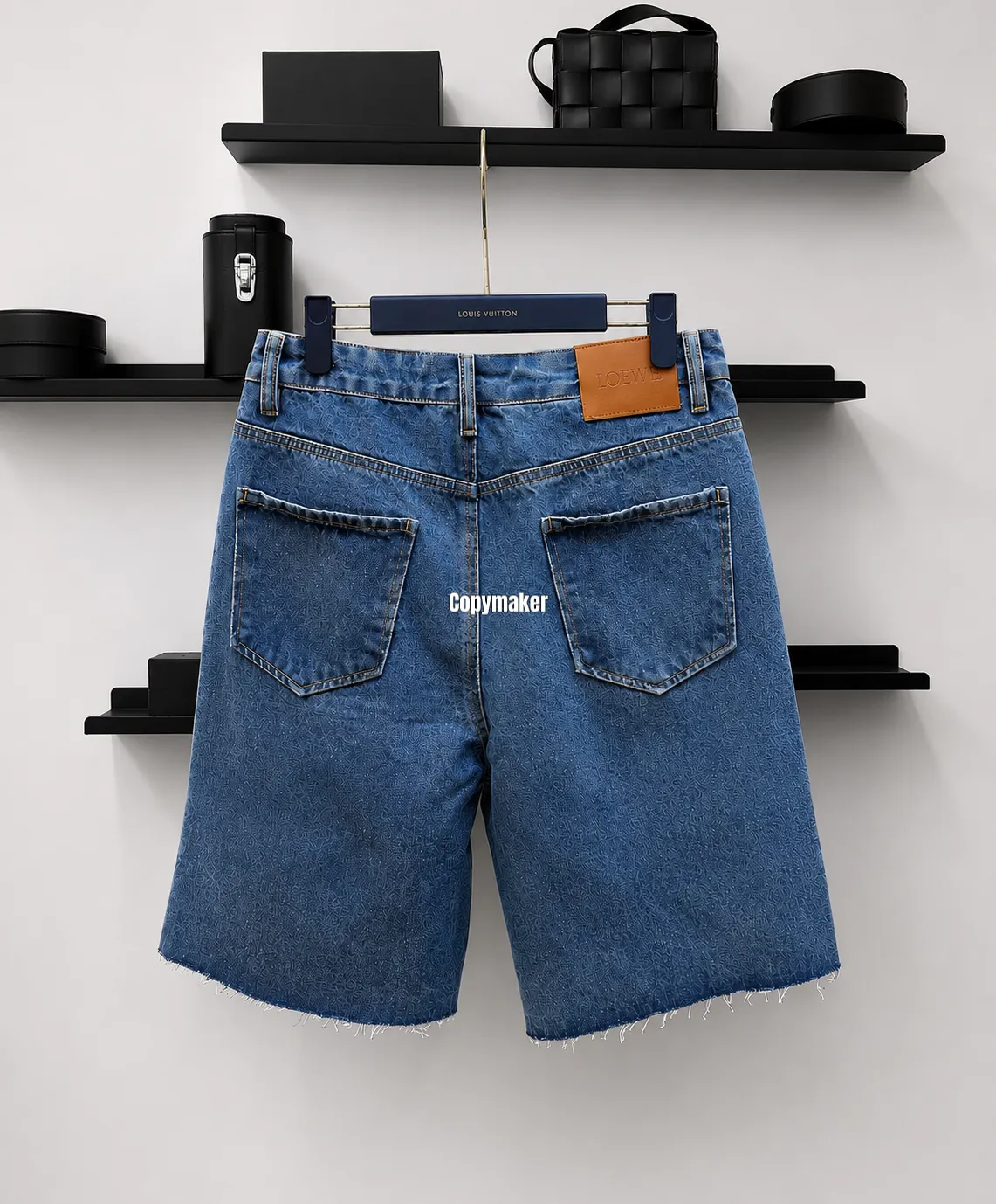 【618新品】LOWE 24FW Anagram 幾何刺繡 牛仔短褲休閒褲褲子 丹寧單寧