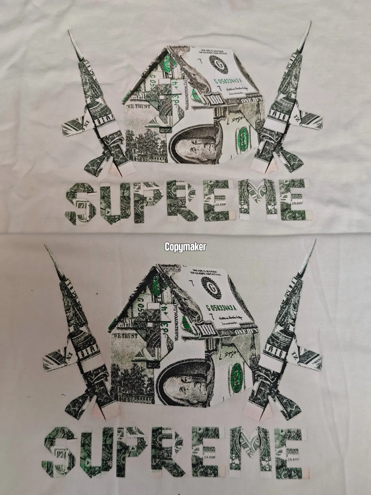 【預售】Sup SS26 WEEK7 Origami Tee 美金摺紙圖像印花 短袖T恤 黑/白