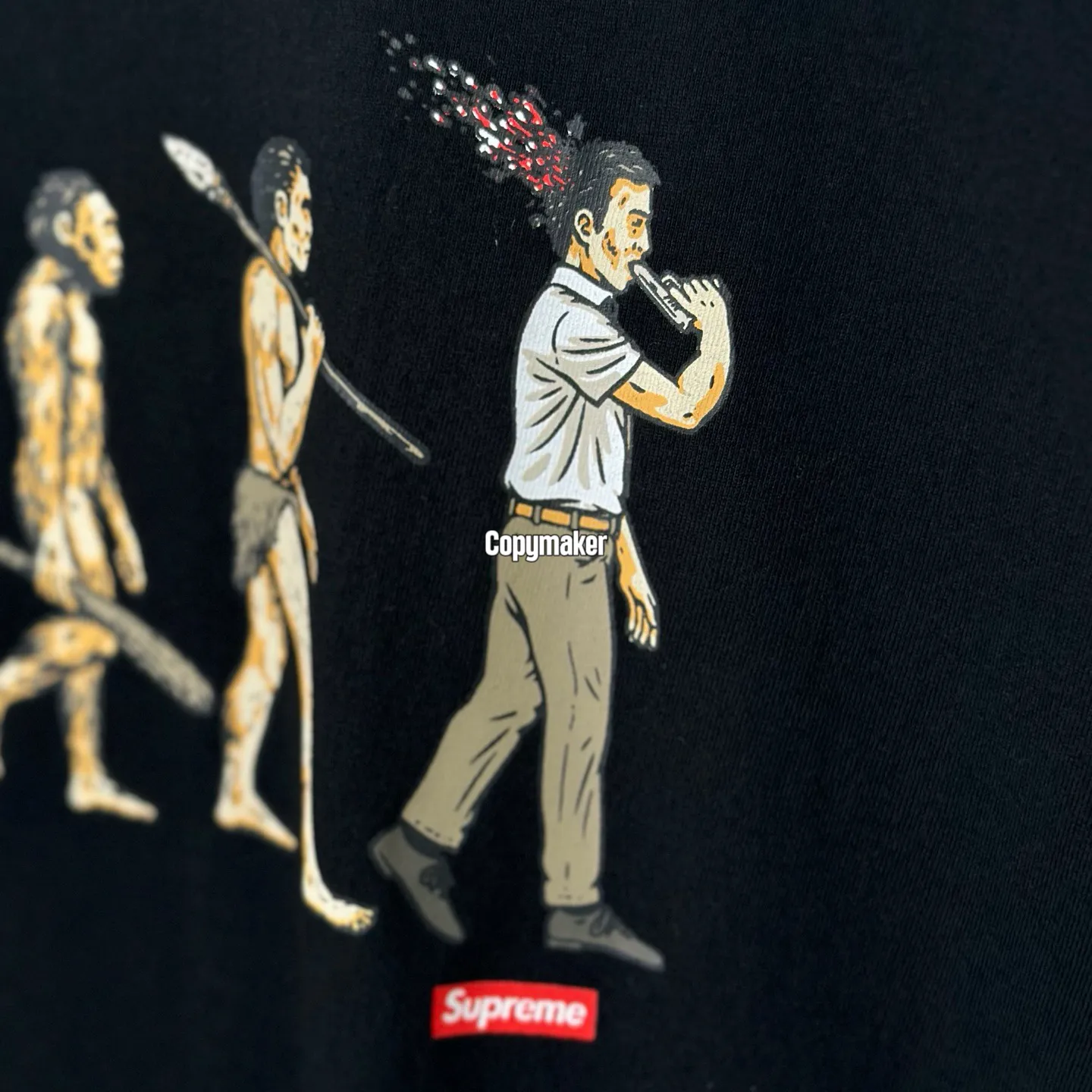 【預售】Sup SS26 WEEK1 Evolution Tee 人類進化圖像印花 短袖T恤 黑/白