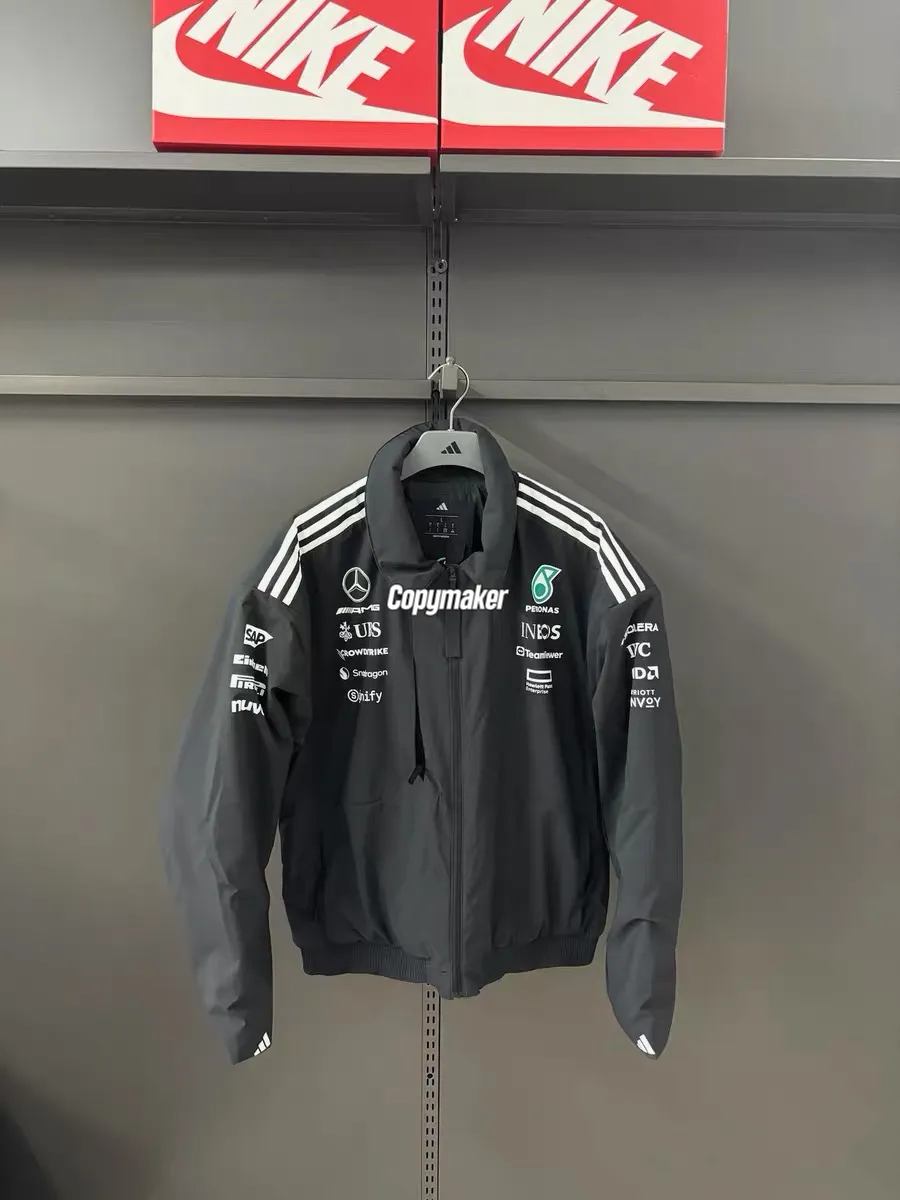 【預售】AD × MERCEDES-AMG 聯名款 PETRONAS F1 一級方程式車隊 拉鍊夾克外套棉服 黑色