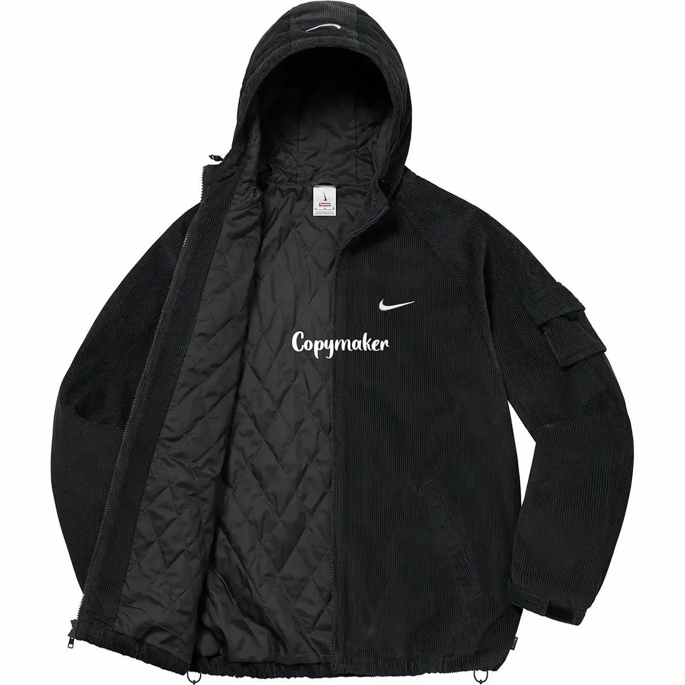 【預售】【雙11新品】Sup x NK SS25 聯名 燈芯絨 後背大刺繡 連帽棉服外套夾克 黑色
