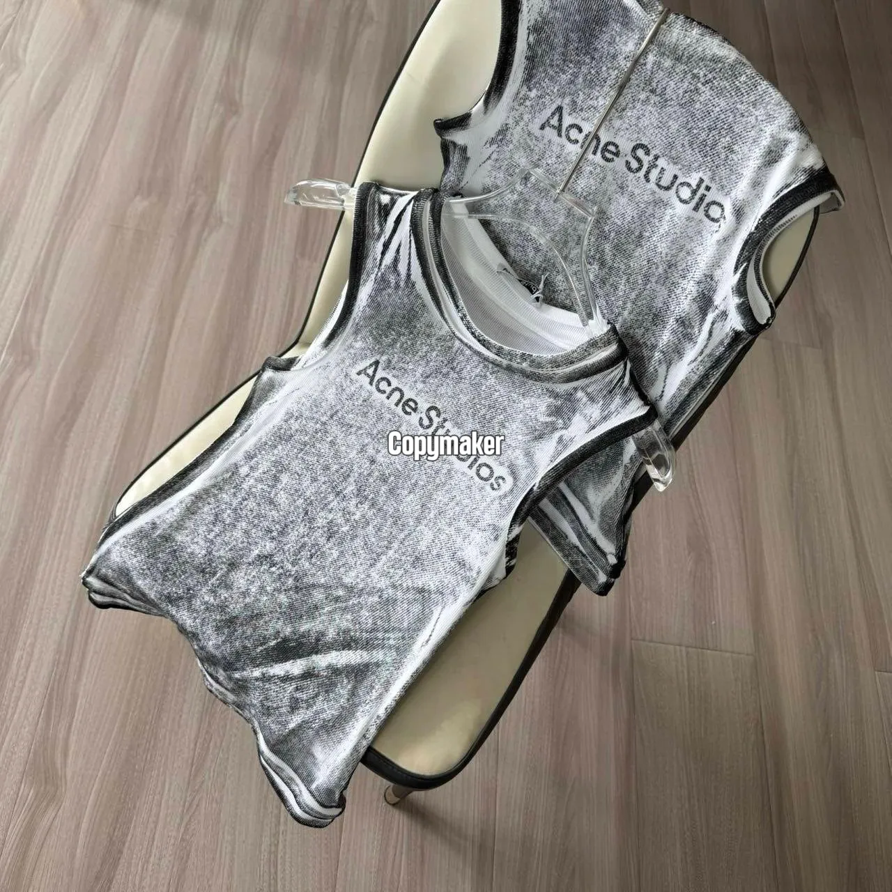【618新品】Acne Studios 26SS 假兩件 水洗水墨視覺無袖背心內搭短袖