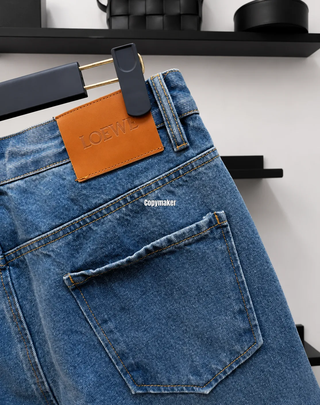 【618新品】LOWE 24FW Anagram 幾何刺繡 牛仔短褲休閒褲褲子 丹寧單寧