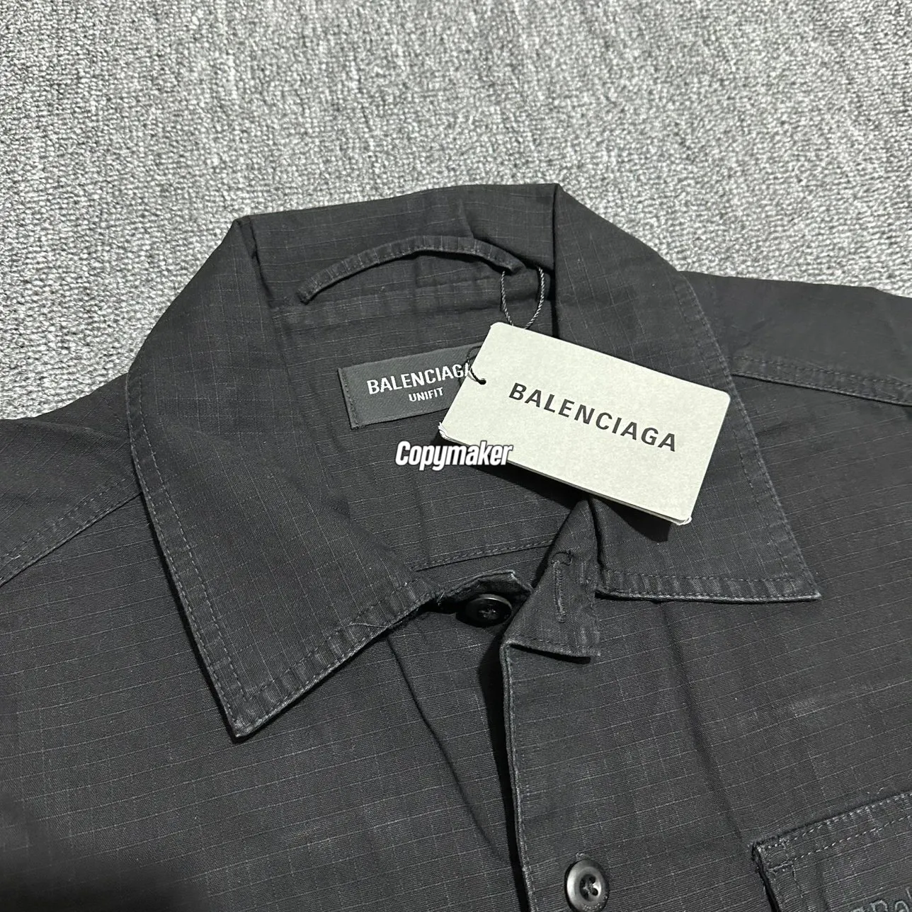 【預售】【福利回饋】巴黎 BLC 24FW 小標刺繡logo 水洗多口袋工裝夾克外套襯衫 黑色