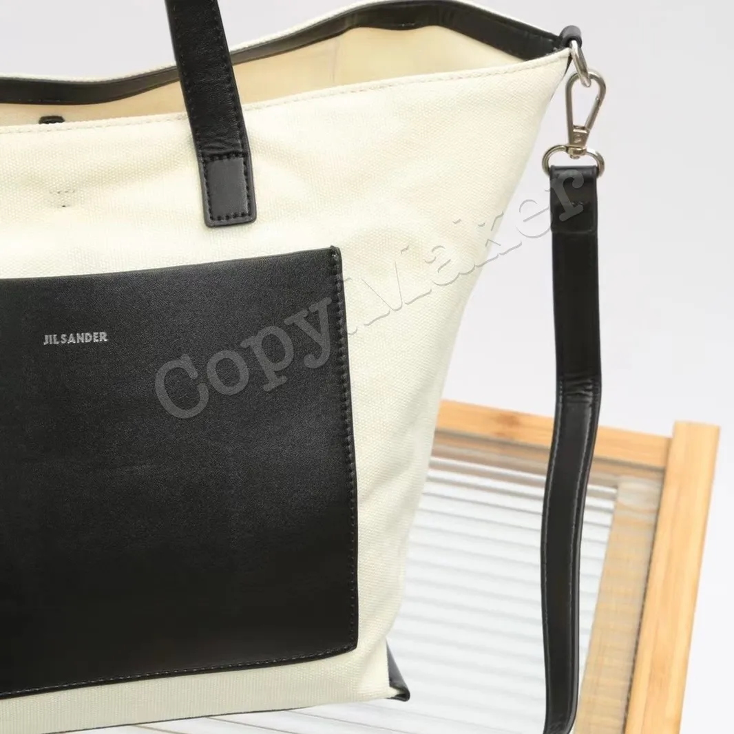 Jil sander 小logo 帆布皮革拼接 托特包 肩背包 側背包 手提袋 JS