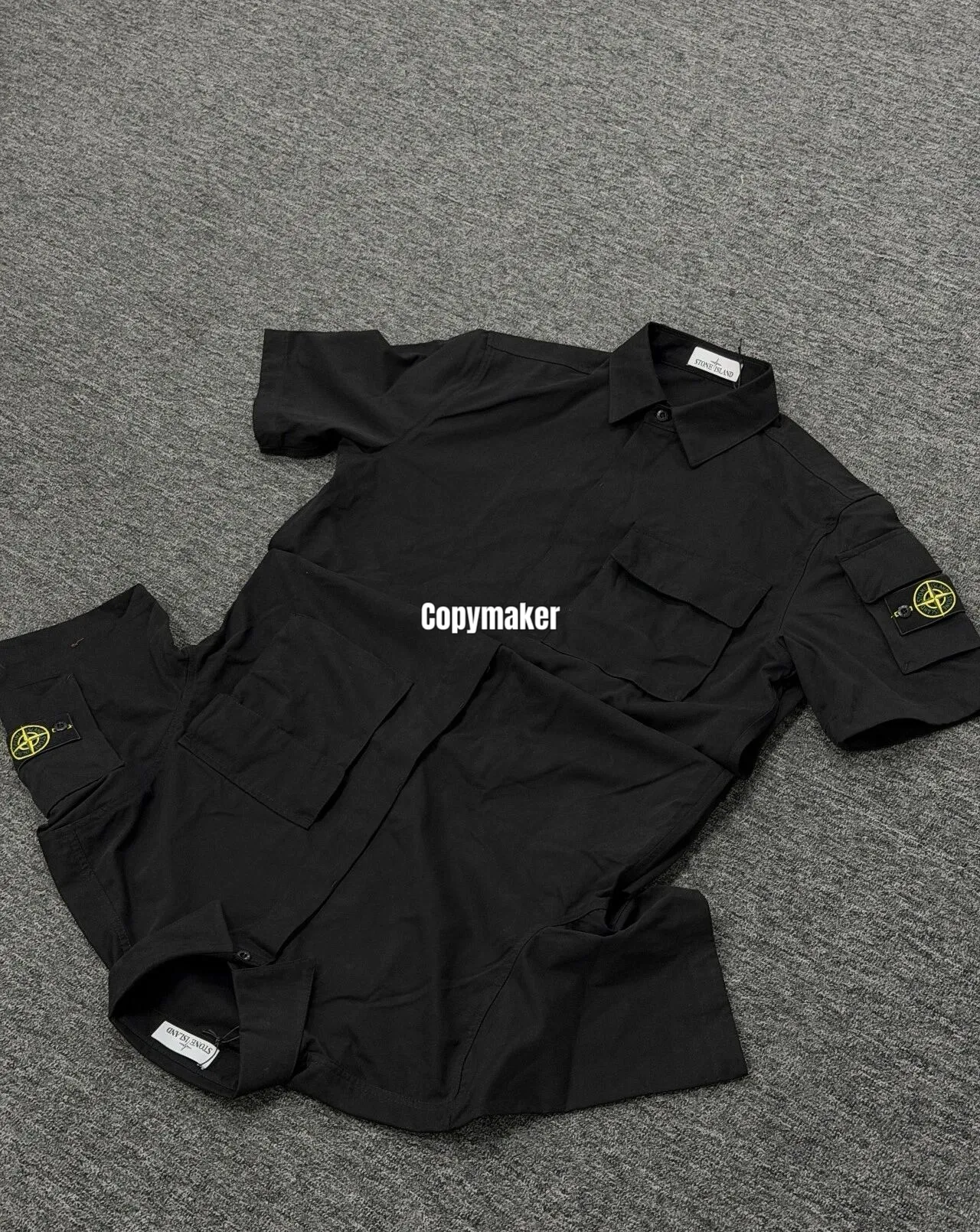 【現貨】STONE ISLAND 26SS  石頭島 純棉梭織袖章 工裝短袖襯衫T恤短袖夾克 黑色
