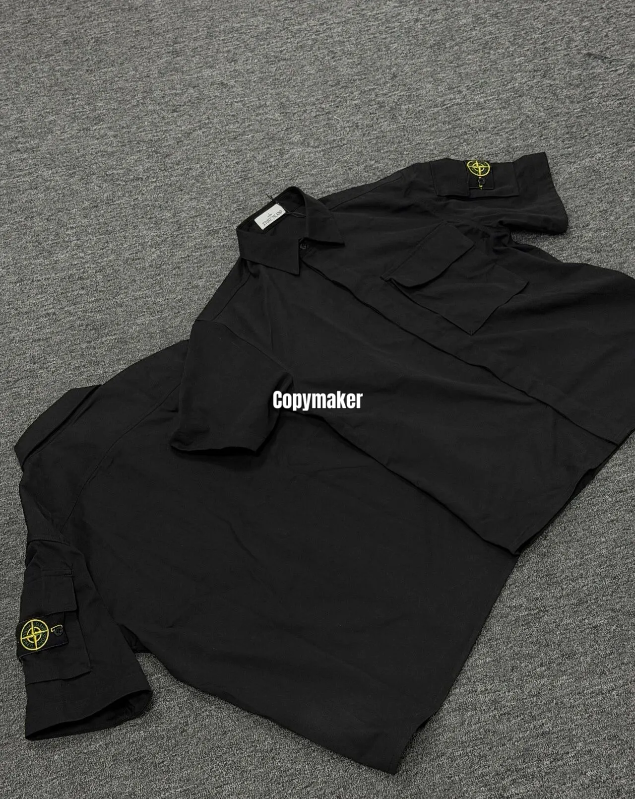【現貨】STONE ISLAND 26SS  石頭島 純棉梭織袖章 工裝短袖襯衫T恤短袖夾克 黑色