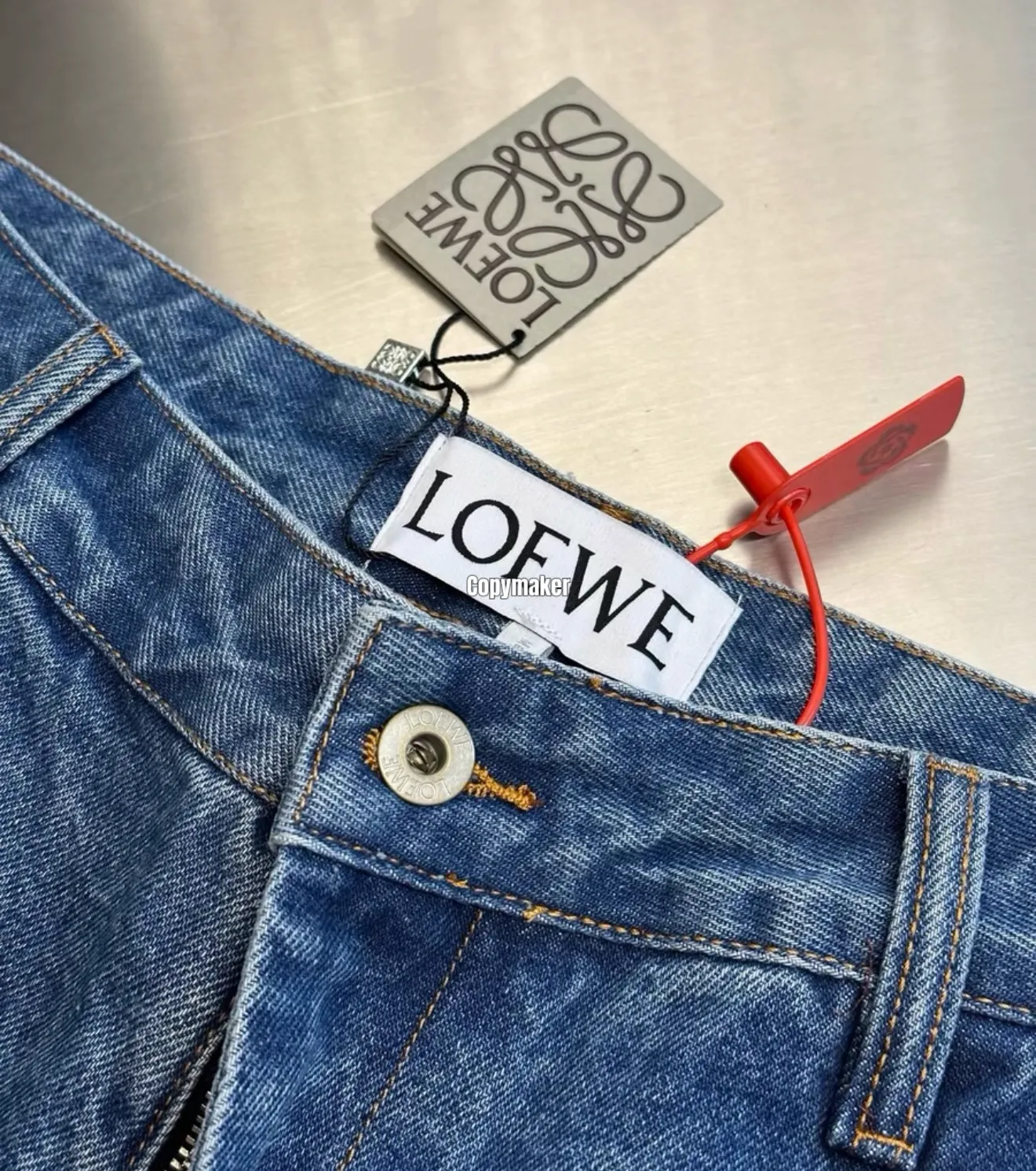 【618新品】LOWE 24FW Anagram 幾何刺繡 牛仔短褲休閒褲褲子 丹寧單寧