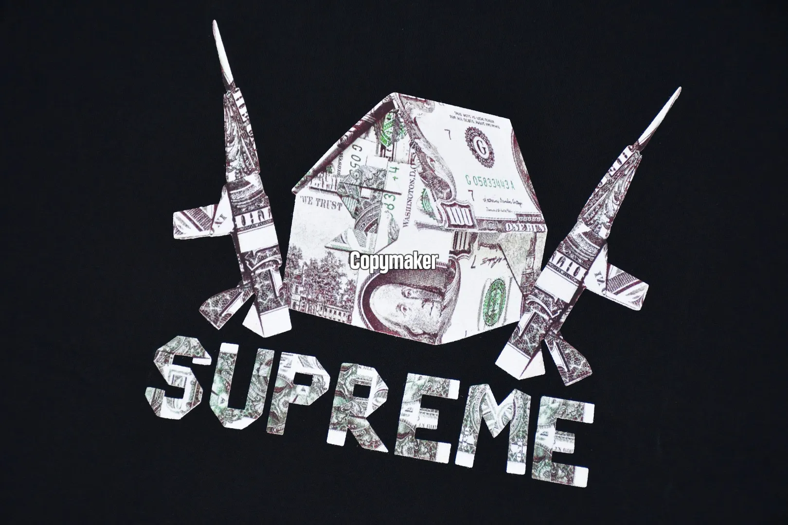 【預售】Sup SS26 WEEK7 Origami Tee 美金摺紙圖像印花 短袖T恤 黑/白