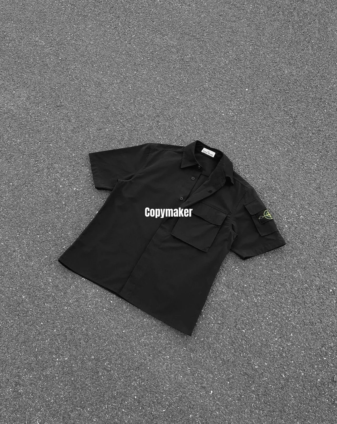 【現貨】STONE ISLAND 26SS  石頭島 純棉梭織袖章 工裝短袖襯衫T恤短袖夾克 黑色