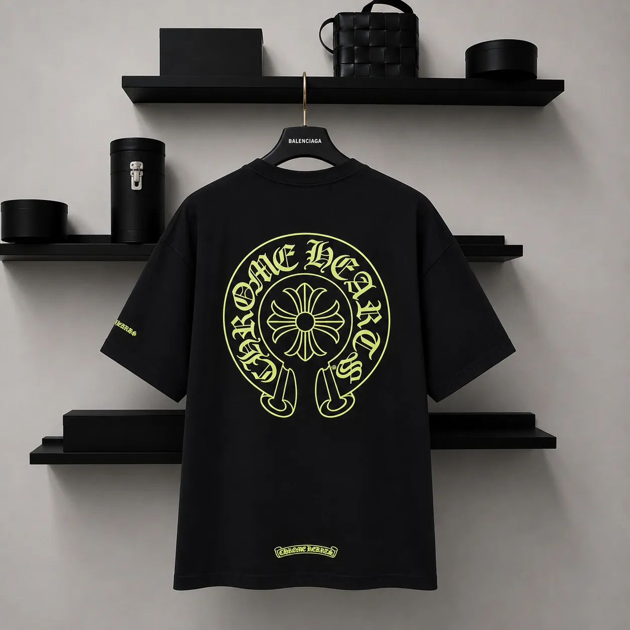 【預售】Chrome Hearts 26SS 螢光印花 胸前口袋後背大馬蹄 短袖T恤 CH克羅心 黑色/白色