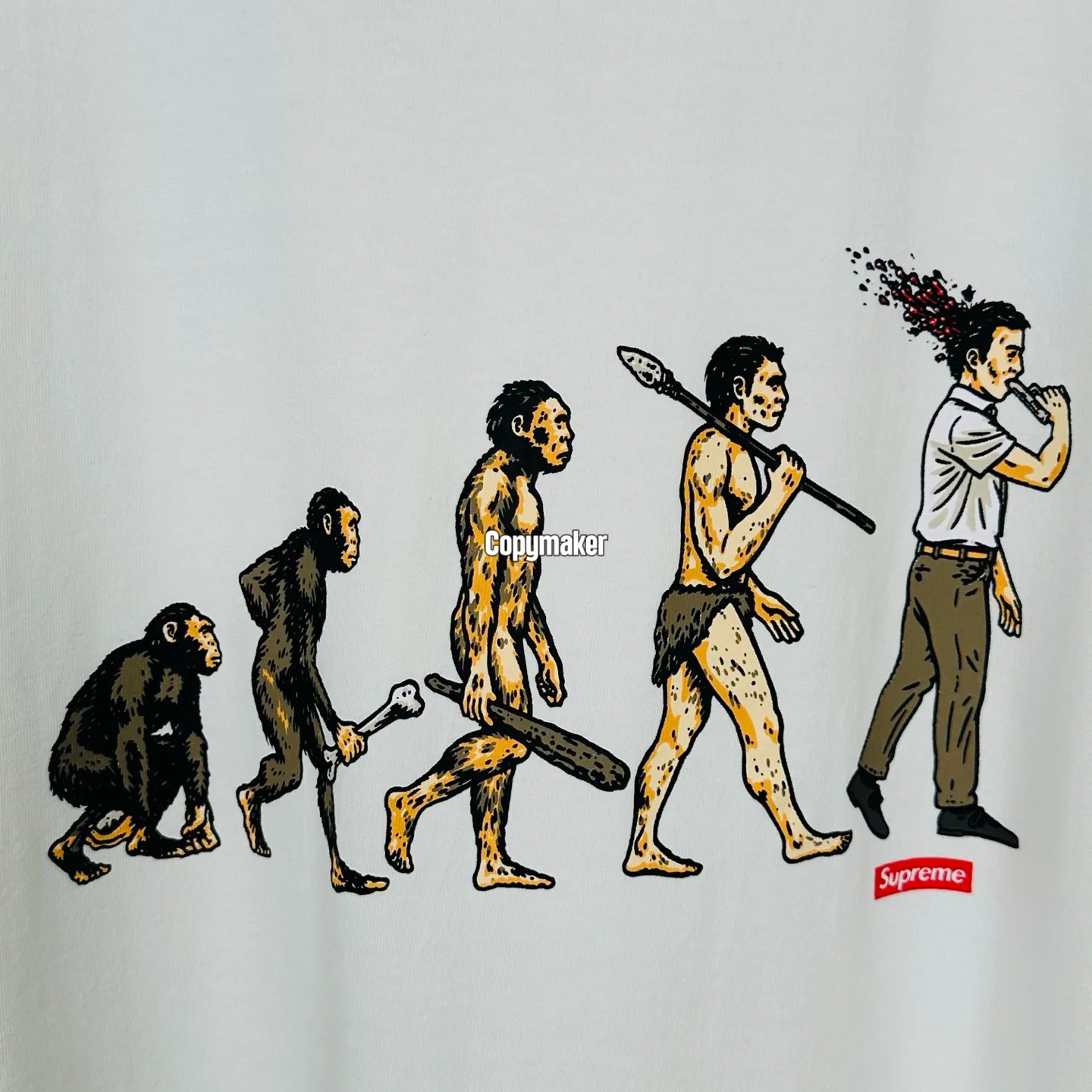 【預售】Sup SS26 WEEK1 Evolution Tee 人類進化圖像印花 短袖T恤 黑/白