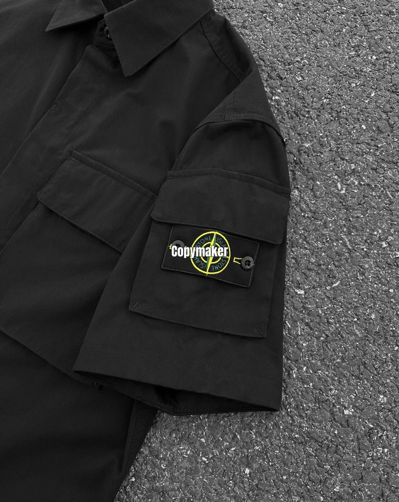 【現貨】STONE ISLAND 26SS  石頭島 純棉梭織袖章 工裝短袖襯衫T恤短袖夾克 黑色