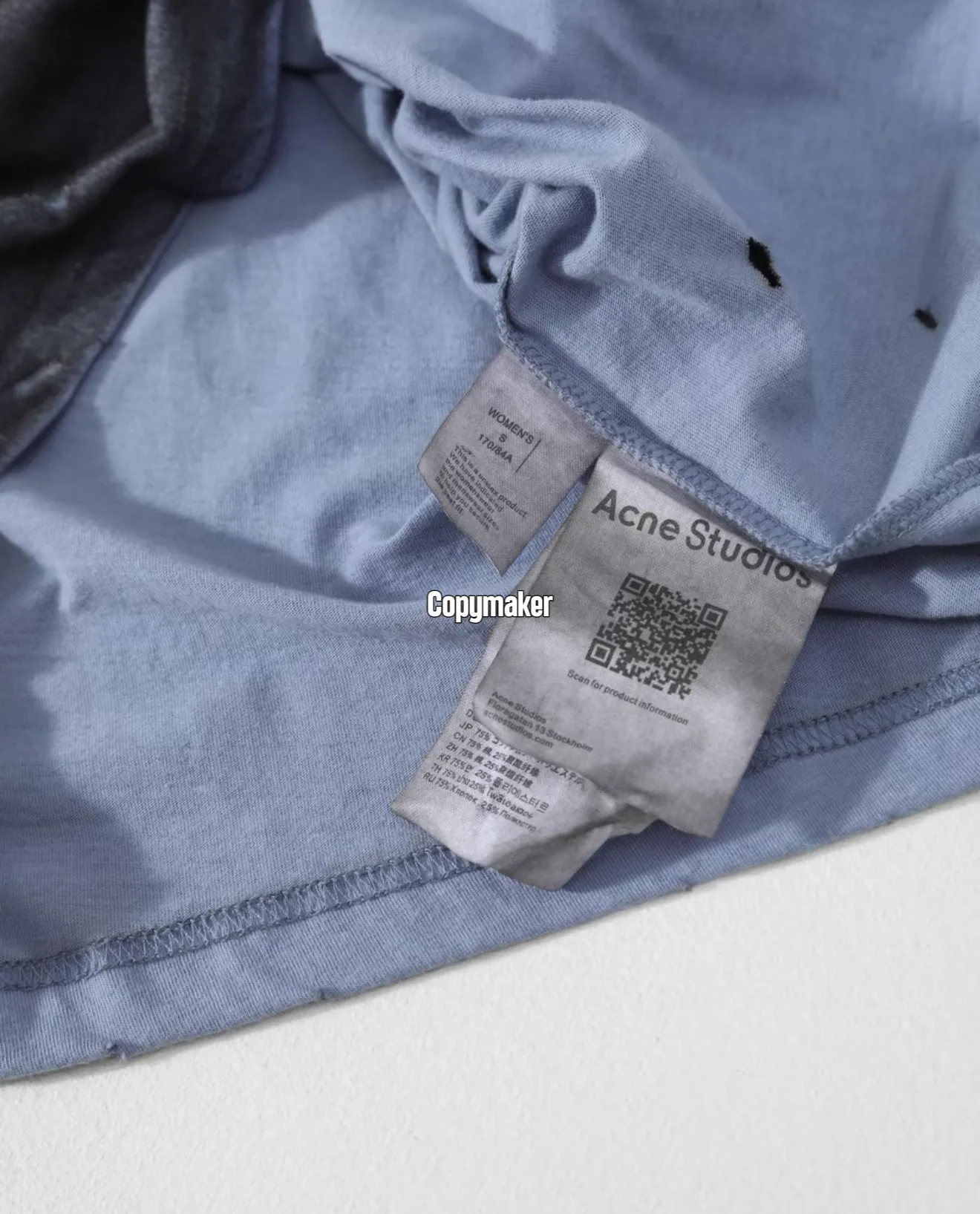 【618新品】【特價】Acne Studios 26SS 噴砂水洗做舊破壞拼色 徽章大logo 短袖T恤 黑灰
