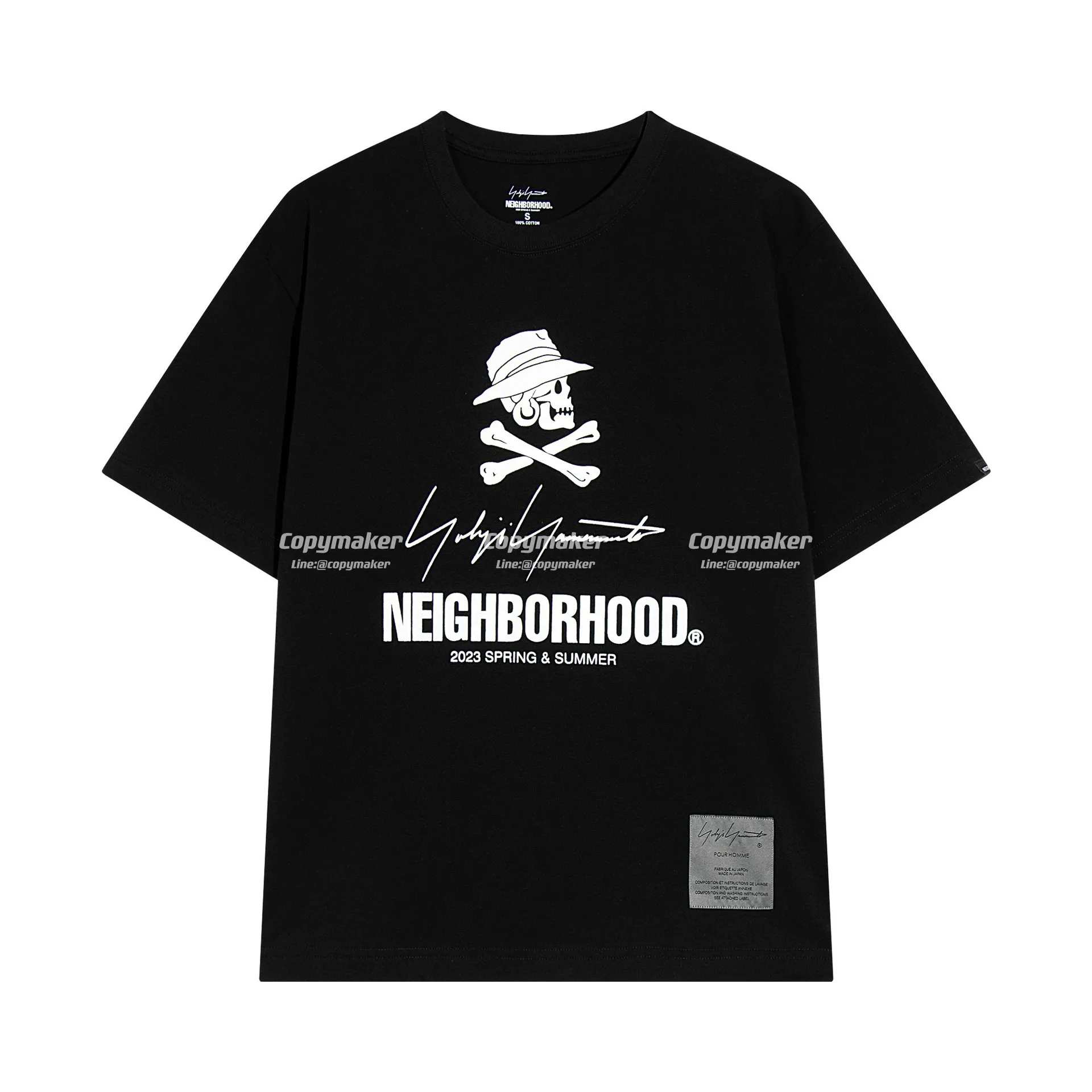 NEIGHBORHOOD x Yohji 23SS 聯名 山本耀司 NBHD 簽名標語骷髏 短袖T恤