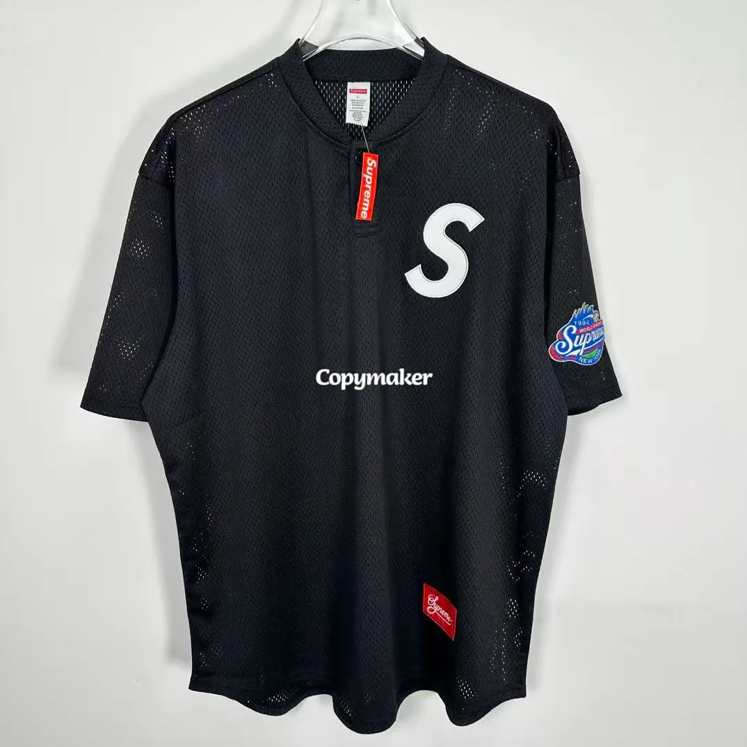 【預售】Sup SS25 WEEK1 S logo Baseball Henley 亨利領網眼刺繡logo球衣棒球服短袖T恤 四色