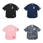 【預售】Sup SS25 WEEK1 S logo Baseball Henley 亨利領網眼刺繡logo球衣棒球服短袖T恤 四色