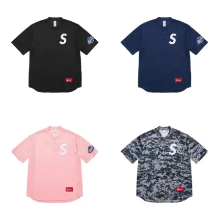 【預售】Sup SS25 WEEK1 S logo Baseball Henley 亨利領網眼刺繡logo球衣棒球服短袖T恤 四色