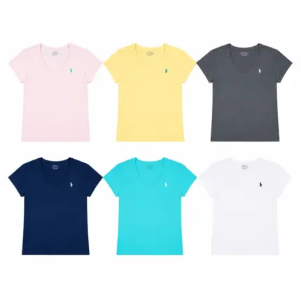 【618新品】Ra1ph Lauren Polo 小馬刺繡 簡約素色 V領短袖T恤 女款 六色