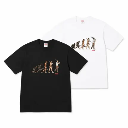 【預售】Sup SS26 WEEK1 Evolution Tee 人類進化圖像印花 短袖T恤 黑/白