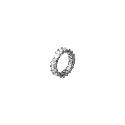 【618新品】【過驗】1V 雕刻字母Logo 鋯石寶石 戒指 男女同款 銀色