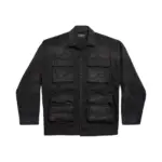 【預售】【福利回饋】巴黎 BLC 24FW 小標刺繡logo 水洗多口袋工裝夾克外套襯衫 黑色