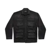【預售】【福利回饋】巴黎 BLC 24FW 小標刺繡logo 水洗多口袋工裝夾克外套襯衫 黑色