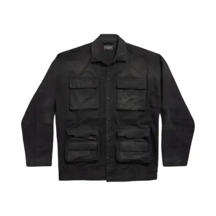 【預售】【福利回饋】巴黎 BLC 24FW 小標刺繡logo 水洗多口袋工裝夾克外套襯衫 黑色