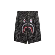 【預售】BAPE x AD originals 26SS 聯名 鯊魚刺繡迷彩牛仔短褲休閒褲褲子 黑色
