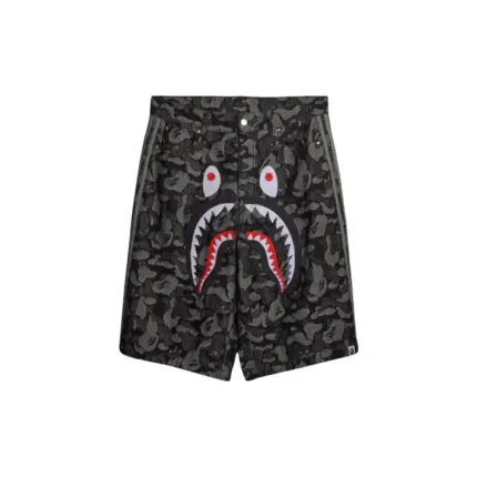 【預售】BAPE x AD originals 26SS 聯名 鯊魚刺繡迷彩牛仔短褲休閒褲褲子 黑色