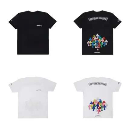 【預售】Chrome Hearts 25SS 胸口小字 後背彩色十字架 短袖T恤 CH克羅心 黑色/白色