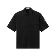 【現貨】STONE ISLAND 26SS  石頭島 純棉梭織袖章 工裝短袖襯衫T恤短袖夾克 黑色