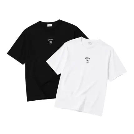 【預售】CELIN 26SS 凱旋門刺繡logo 素色 簡約素色短袖T恤 黑色/白色