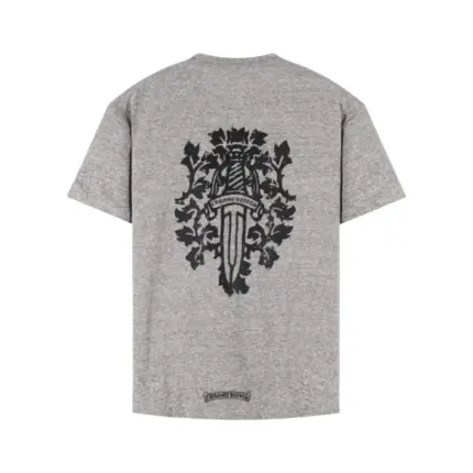 【預售】Chrome Hearts 25SS 胸前小字 後背寶劍印花 短袖T恤 CH克羅心 灰色