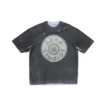 【618新品】【特價】Acne Studios 26SS 噴砂水洗做舊破壞拼色 徽章大logo 短袖T恤 黑灰