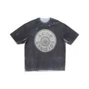 【618新品】【特價】Acne Studios 26SS 噴砂水洗做舊破壞拼色 徽章大logo 短袖T恤 黑灰