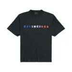 【預售】【特價】巴黎 BLC 25SS 藍紅白字母logo 小破壞 短袖T恤 黑色