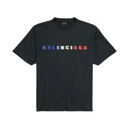 【預售】【特價】巴黎 BLC 25SS 藍紅白字母logo 小破壞 短袖T恤 黑色