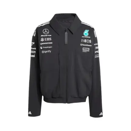 【預售】AD × MERCEDES-AMG 聯名款 PETRONAS F1 一級方程式車隊 拉鍊夾克外套棉服 黑色