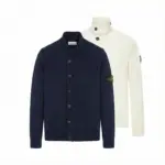 【現貨】STONE ISLAND 25FW 拼接羊毛 厚款毛衣夾克外套 石頭島 藏青/白色