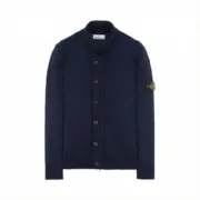 【現貨】STONE ISLAND 25FW 拼接羊毛 厚款毛衣夾克外套 石頭島 藏青/白色：圖片 2