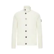 【現貨】STONE ISLAND 25FW 拼接羊毛 厚款毛衣夾克外套 石頭島 藏青/白色：圖片 3