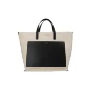 Jil sander 小logo 帆布皮革拼接 托特包 肩背包 側背包 手提袋 JS：圖片 3