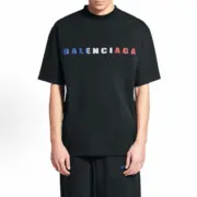 【預售】【特價】巴黎 BLC 25SS 藍紅白字母logo 小破壞 短袖T恤 黑色：圖片 3