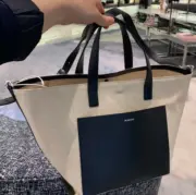 Jil sander 小logo 帆布皮革拼接 托特包 肩背包 側背包 手提袋 JS：圖片 4