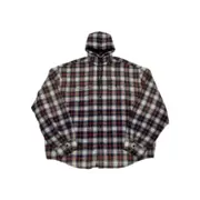 巴黎 BLC 23SS 拼色水洗格紋 法蘭絨 棉服 外套 夾克