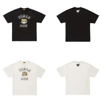 【預售】Human Made 25ss  胸前老虎字母印花 竹節棉 圓筒短袖T恤 黑/白