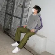 Needles 23AW 蝴蝶刺繡 絲絨復古織帶 帽T連帽衛衣帽衫 灰拼接紫色：圖片 4