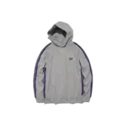 Needles 23AW 蝴蝶刺繡 絲絨復古織帶 帽T連帽衛衣帽衫 灰拼接紫色：圖片 2