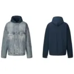 【預售】【雙11福利】巴黎 BLC 24FW 水洗雙材質 拼接牛仔連帽外套夾克 藍色